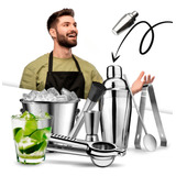 Combo Inox Coqueteleira 750ml (balde De Gelo, Dosador Etc)