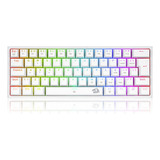 Teclado Mecânico Redragon Fizz Pro Wireless 60% Branco Brown Idioma Português Brasil