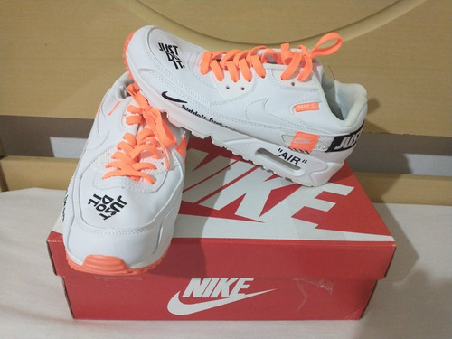 Tenis Nike Air Max 90 Just It Branco E Laranja Nº39 Original