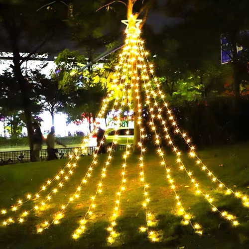 Luces Cascada Pentagrama Led Luces Árbol Colgante Navidad