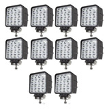 10 Faro Led 16 Auxiliar Cuadrado 42w Camión Tractor Agricola