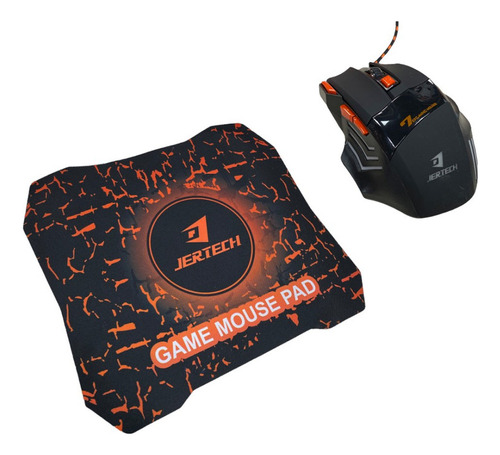 Combo Mouse Pad Y Mouse Jertech 6 Botones - Cable Acordonado