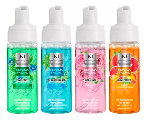 Kj Beauty Espuma Facial Limpia Refresca Hidrata 4 Piezas