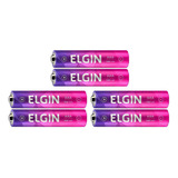 Kit 6 Pilha Recarregável Elgin Aaa 1000mah Palito Cilíndrica