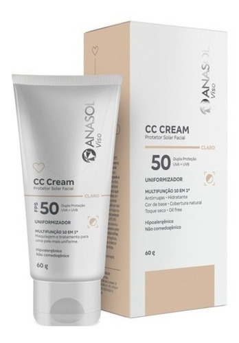 Protetor Facial Clareador Antirrugas Anasol Cc Cream Fps 50g
