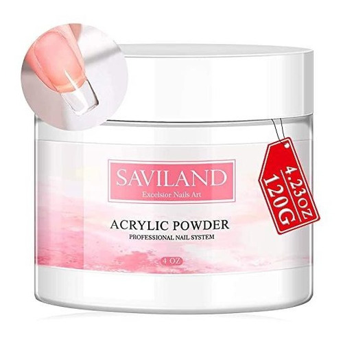 Polvo Acrílico Uñas - Saviland Clear Acrylic Powder 4.23oz -