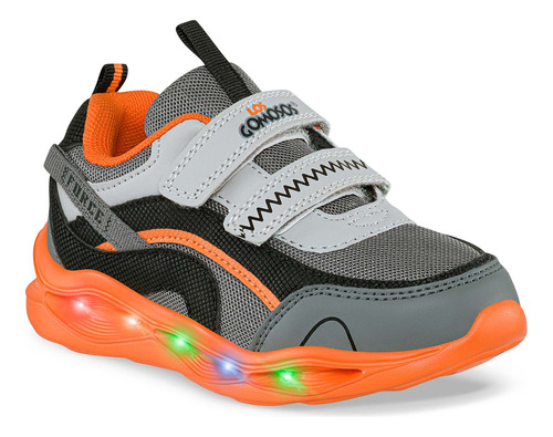 Tenis Con Luces Padma Gris-bla Para Niño Los Gomosos