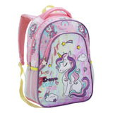 Mochila Costas Infantil Menina Unicornio Seanite