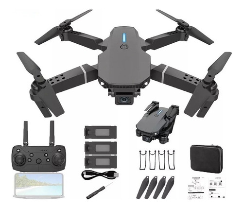 Drone E88 4k Uhd Cámara Vídeo Profesional Y 3 Baterías