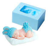 Molde De Silicon Bebe Acostado Conejo Baby Shower Jabon Vela