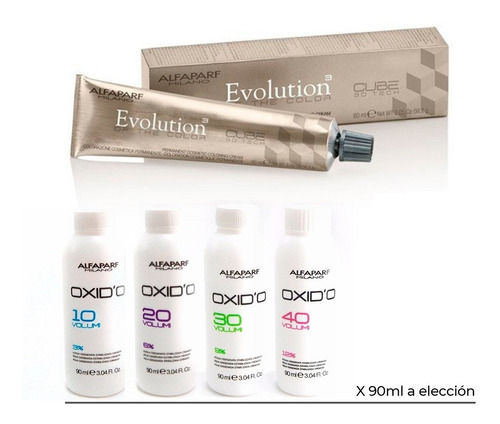 Kit Tintura Alfaparf Evolution + Oxidante X 90ml Coloración