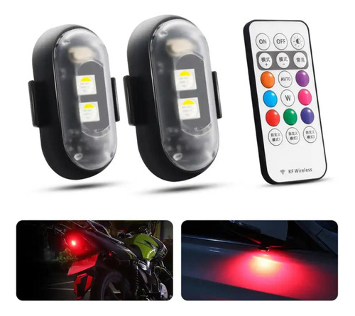 Luces Mini Led Estrobo Motocicleta Bici Rgb Control Remoto