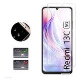 Vidrio Templado 3 En 1 Para Redmi 13c 1 Pantalla Y 2 Lentes