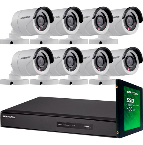 Kit Seguridad Hikvision Dvr 8 + Disco + 8 Camaras Exterior