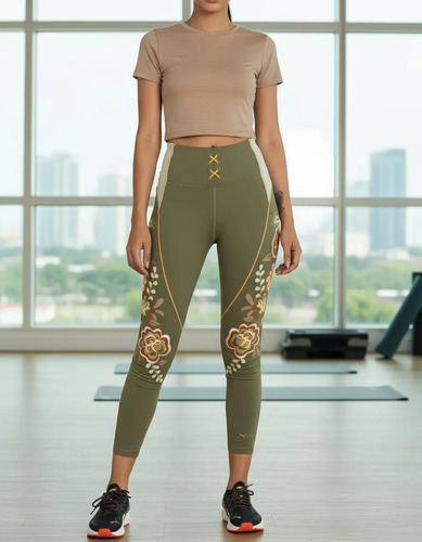 Puma Leggings Casual Para Mujer Frida Kahlo Verde