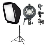 Softbox Godox S2 Speedlite Bracket 60x60 Com Grid + Tripé