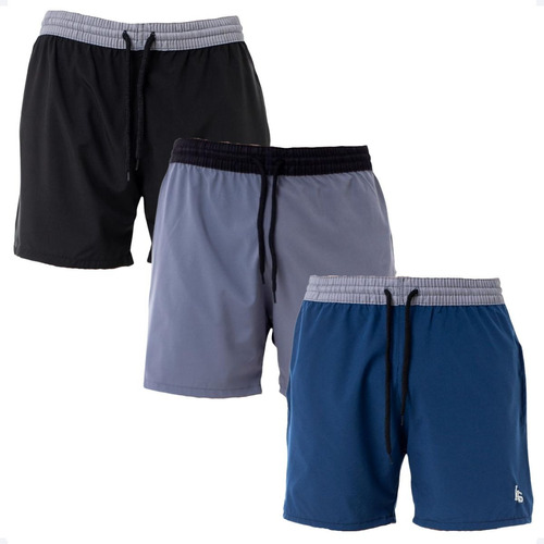 Kit 3 Shorts Masculino Praia Verao Academia Esporte Tactel Com Elastano Bordado Na Barraref 398