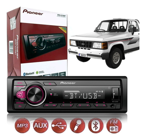 Rádio Bluetooth Pioneer Chevrolet D20 Entrada Usb Aux Sync