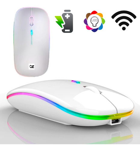 Mouse Sem Fio Usb Recarregável Bluetooth Led Rgb Ergonômico