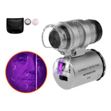 Microscopio Lupa Aumento 60x Luz Led Y Uv Billetes Falsos Color Gris