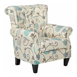 Sillón Floral Greggory Blanco/azul