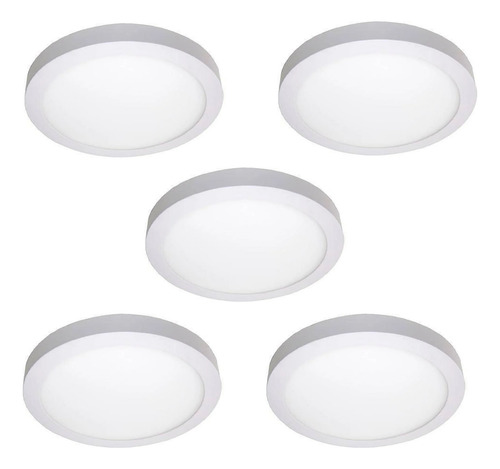 Paquete 5 Lamparas Led 18w Sobreponer Luz Calida Plafon Bote