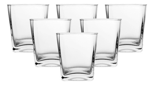 Pack X 6 Vasos Whisky Cuadrados 290 Ml Vidrio Deli Glassware