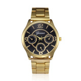 Reloj Geneva Mujer Luxury_dorado Esfera Negra