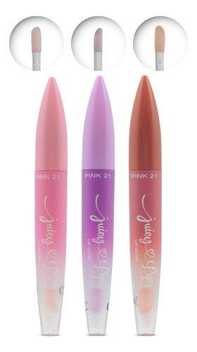 Set X 3 Brillo Labial Con Glitter Juicy Lips Pink 21