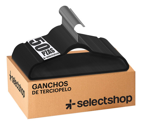 Set 50 Ganchos Aterciopelados Ultra Delgados Y Ultra Ligeros Selectshop Signature Hg77c1