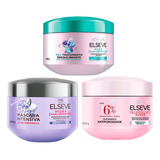 Kit C/3 Máscara Elseve Glycolic + Pure + Hidra Hialurônico