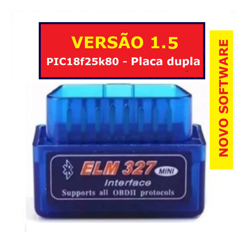 Mini Scanner Entrada Obd2 Versão Bluetooth 1.5 Azul.