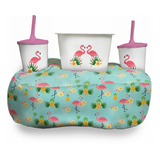 Almofada Cheia Decorativa Kit Porta Pipoca Casal Flamingos