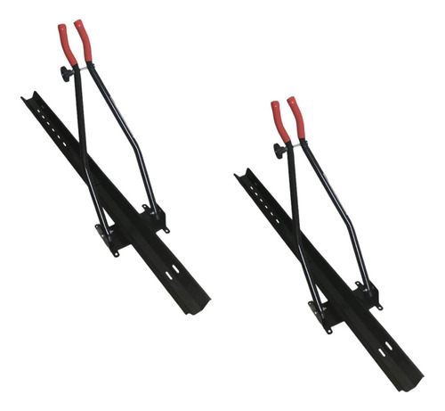 2 Suporte Transbike Rack Calha De Teto Leva Transporte Bike Cor Preto