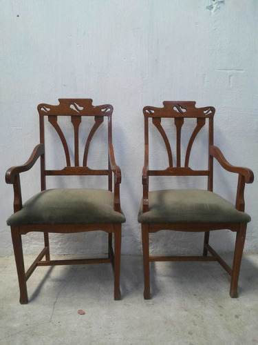 Par Sillon Sillones Cabeceros En Roble Antiguo