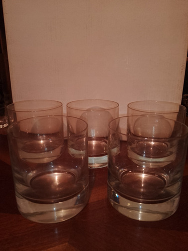 5 Vasos De Whisky Antiguos Vidrio Pesado Impecables ! Oferta