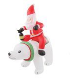 Decoración Navideña Inflable Led Santa Ride Bear