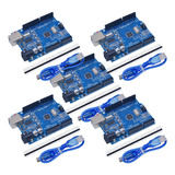 Arduino Uno R3 5 Piezas Atmega328p Smd Con Cable Usb