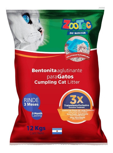 Arena Piedras Aglomerante Para Gatos Bentonita Zootec 24 Kg