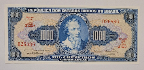 C055 Nota Antiga De 1.000 Mil Cruzeiros Pedro A. Cabral Fe