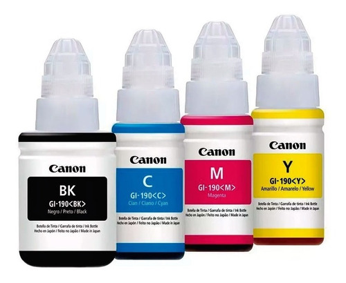 Kit  4 Tintas Canon Gi-190 Negro Cian Magenta Amarillo Orig.