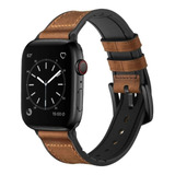 Pulseira De Couro  Interior Silicone Para  Apple Watch