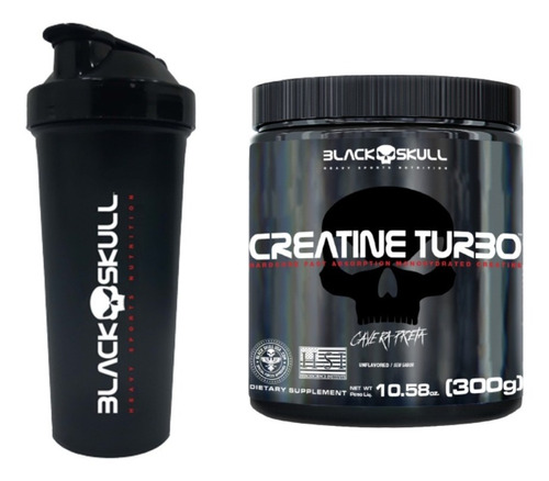 Kit Combo 1 Creatina Turbo 300g + 1 Coqueteleira Preta