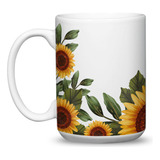 Taza Grande Girasoles Flores Personalizada Con Tu Nombre