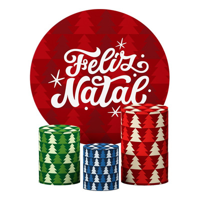 Kit Capas Cilindro P M G Tema Natalino + Painel Redondo 1,50