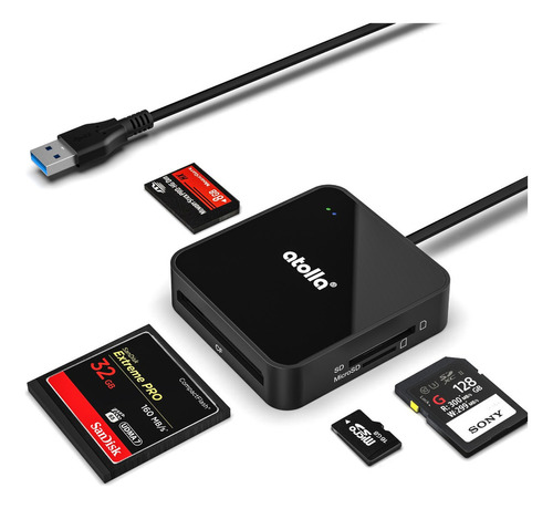 Atolla Lector De Tarjetas Sd 4 En 1, Usb 3.0 De 5gbps Para Tarjetas De Memoria Sd/ Sdhc/ Sdxc/ Tf/ Cf/ Mmc/ Ms/ Micro-sd