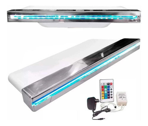 Cascata Para Piscina 40cm Embutir Bico Inox Com Led Rgb