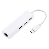 Adaptador Usb-c Para Lan Rj45 Cabo De Rede Ethernet 3 Usb 2.