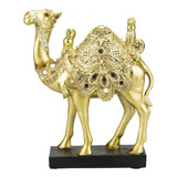 Enfeite Decoração Rack Sala Camelo Dourado Resina - 20cm 