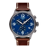 Reloj Tissot Hombre - Chrono Xl T1166173604700 Color De La Malla Marrón Oscuro Color Del Bisel Gris Color Del Fondo Azul